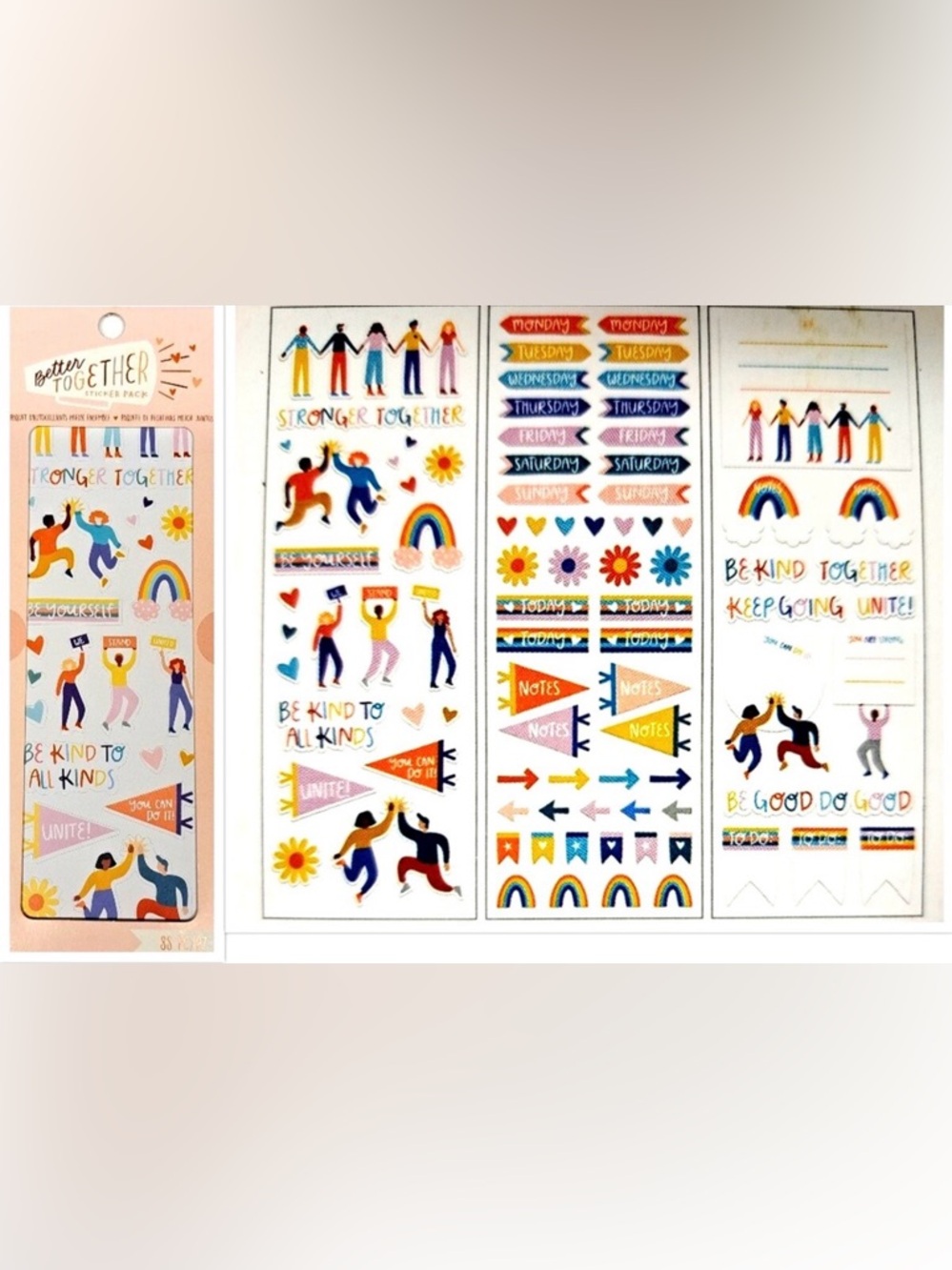 💜 Better Together Sticker Pack - 88 Pc Kind Rainbow Unite Be Good